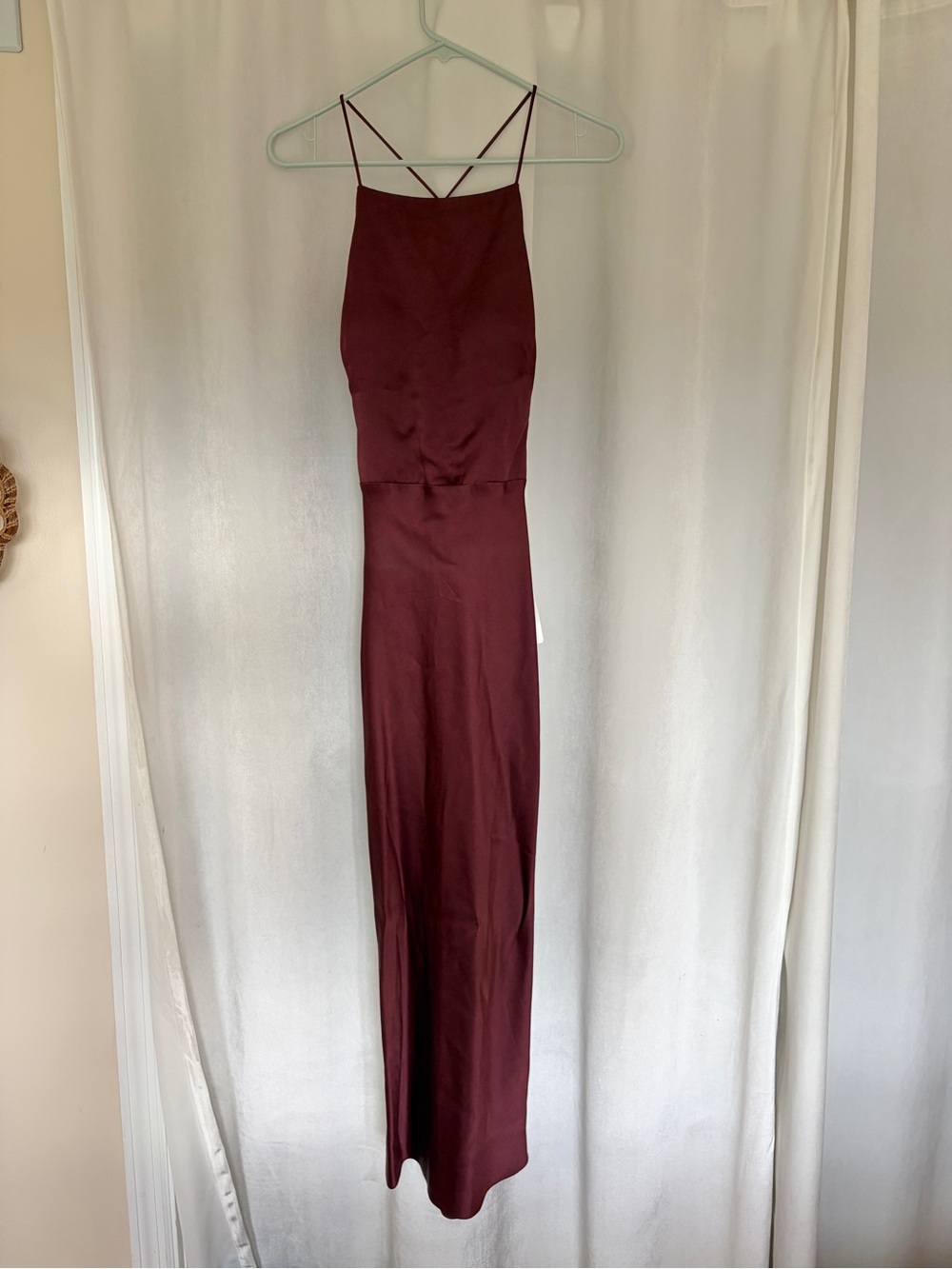Jason Wu Slip Maxi Dress in Burgundy with Spaghetti Straps